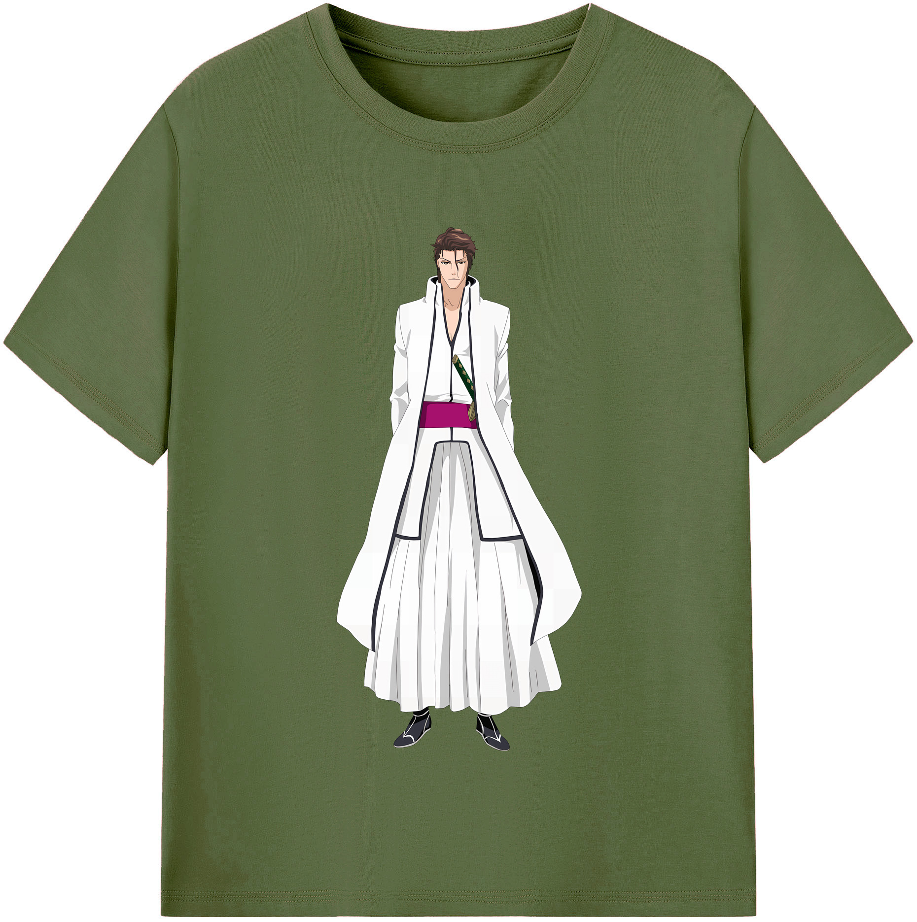 （画像用） ブリーチ 藍染 惣右介（あいぜん そうすけ） BLEACH Aizen Sousuke 綿100％半袖Tシャツ（フロントプリント）